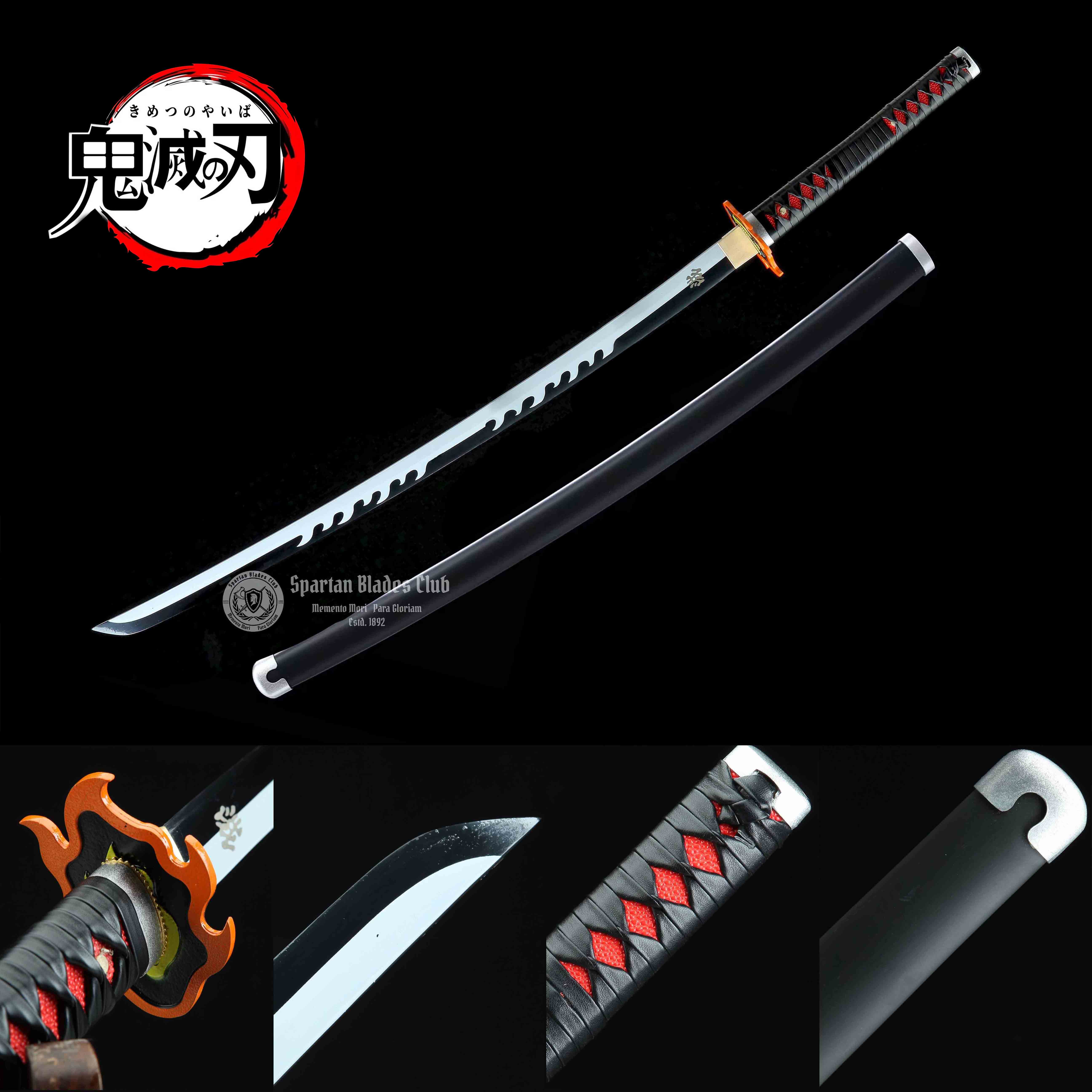 GM02‎‎ | Kamado Tanjiro Sword II | Demon Slayer | Katana | 1045 Carbon steel | Handmade Real Sword | Sharp | Black&Red | Battle-Ready | Full-tang | Spartan Blades Club | CHEN'S SWORDS 1892 - Spartan Blades Club - 陳氏劍莊1892