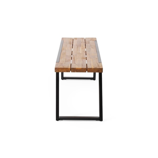 Patio Durable Wood Bench With Iron Frame
