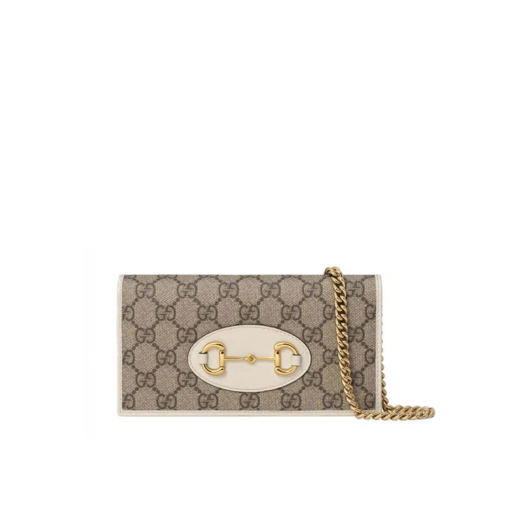 Gucci 1955 Horsebit Wallet With Chain White 19cm