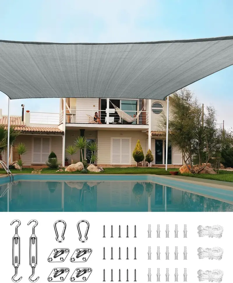 Quictent 20×26 ft Rectangular Sun Shade Sail – 185GSM HDPE, 98% UV Block, White/Grey Dual-Tone