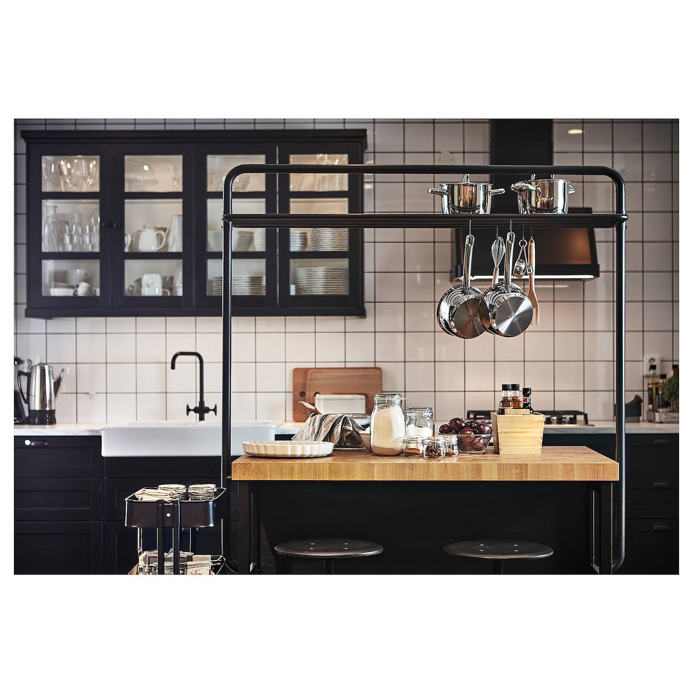 IKEA - VADHOLMA Kitchen Island, Black/Oak, 49 5/8x31 1/8x35 3/8