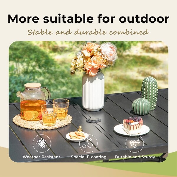 MAISON ARTS 5/7piece Patio Dining Set,4/6 Rattan Swivel Chairs with Cushion and 1 Metal Table with Umbrella Hole