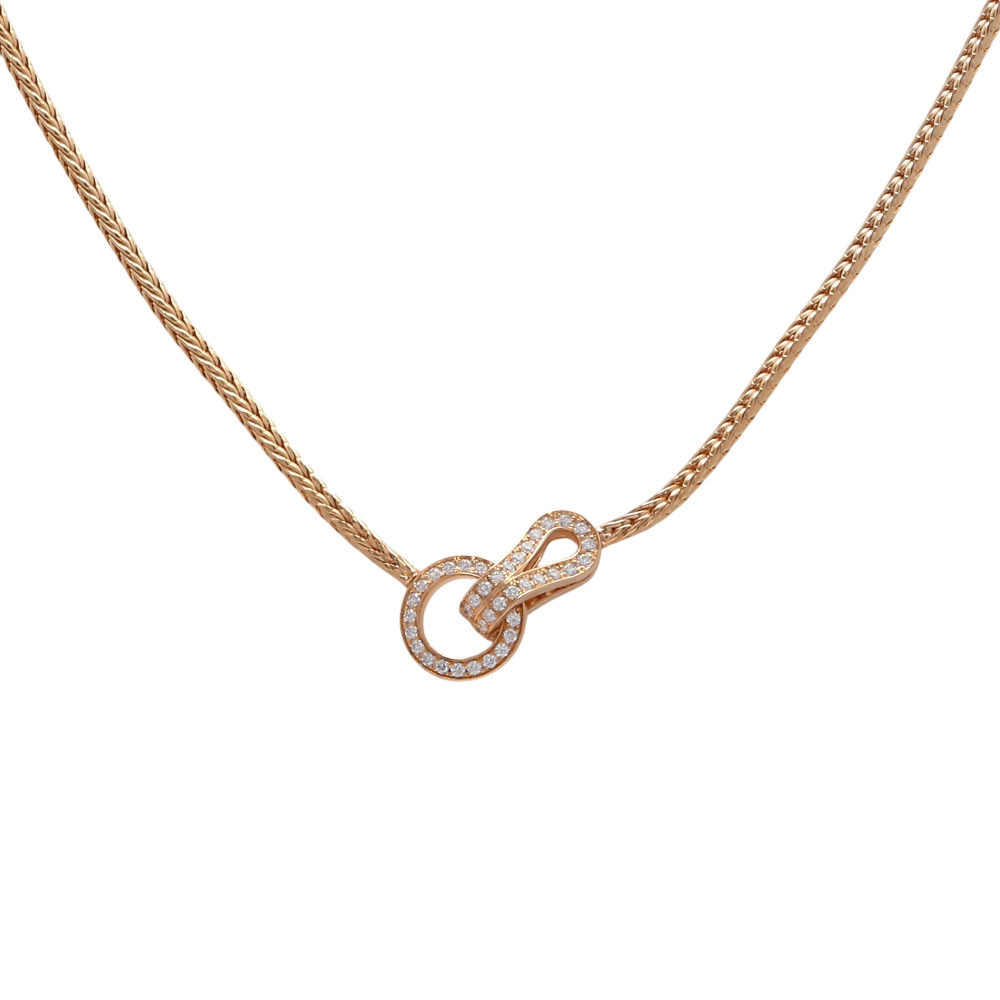 Cartier Agraf Necklace 18K Rose Gold Diamond