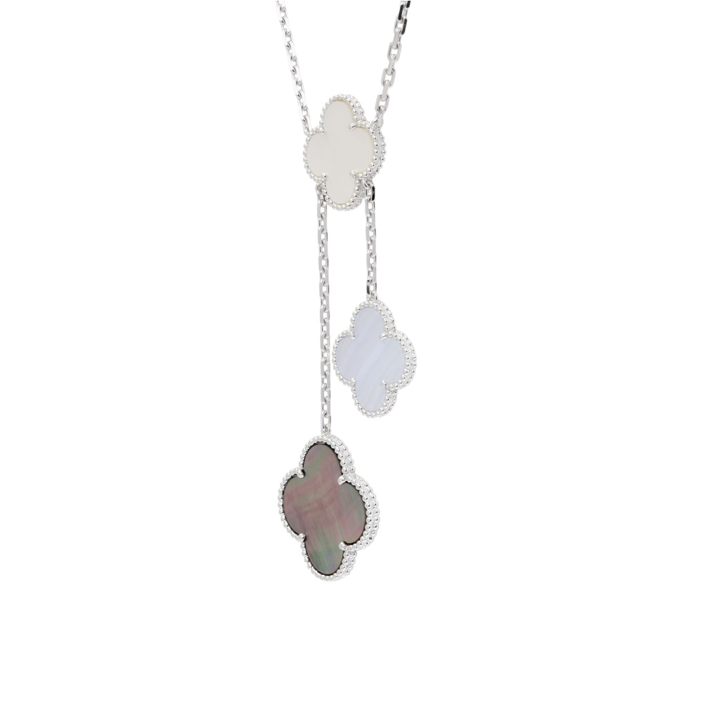 Van Cleef & Arpels Magic Alhambra 6 Motifs Necklace 18K White Gold VCARN18900