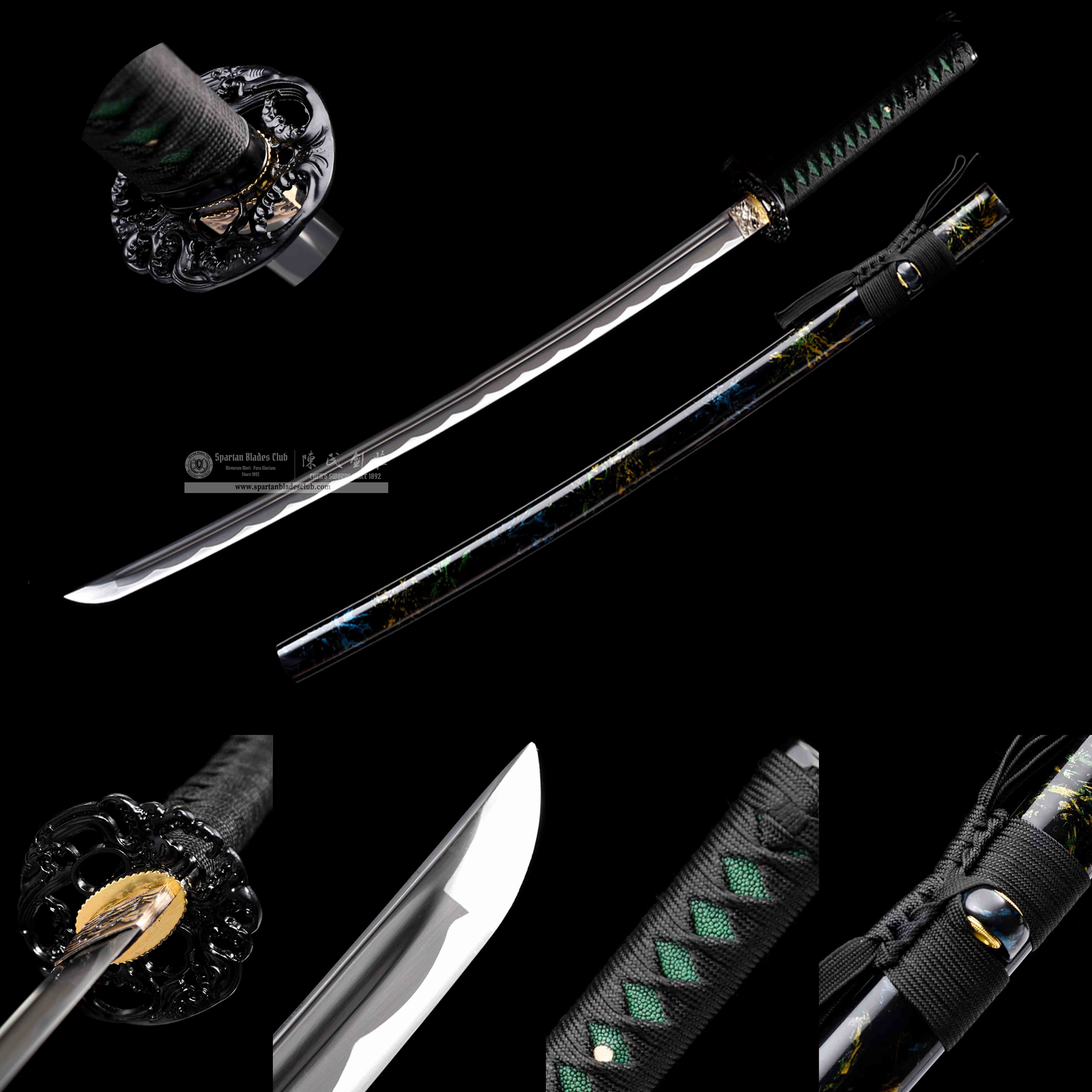 HW37 | Cuiming | Not Sharpened | Practice Sword | Katana | Carbon Steel | Black | Full-tang | Spartan Blades Club | CHEN'S SWORDS 1892 - Spartan Blades Club - 陳氏劍莊1892