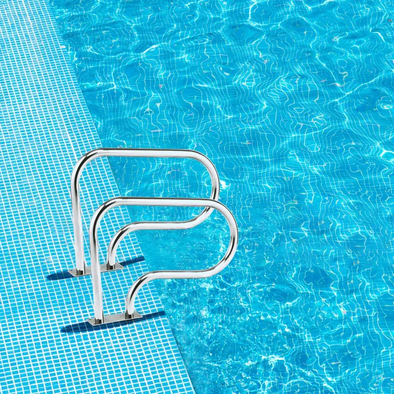Two-Piece Stainless Steel Pool Handrail System – Quick-Install Grab Rails for Stairs and Entry Points