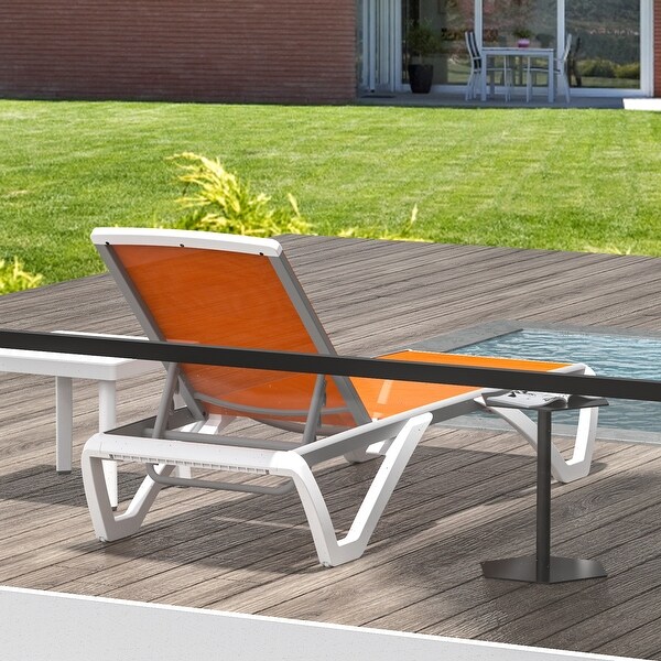 Domi Patio Chaise Lounge,AllWeather Adjustable Recliner with Wheels,Stackable