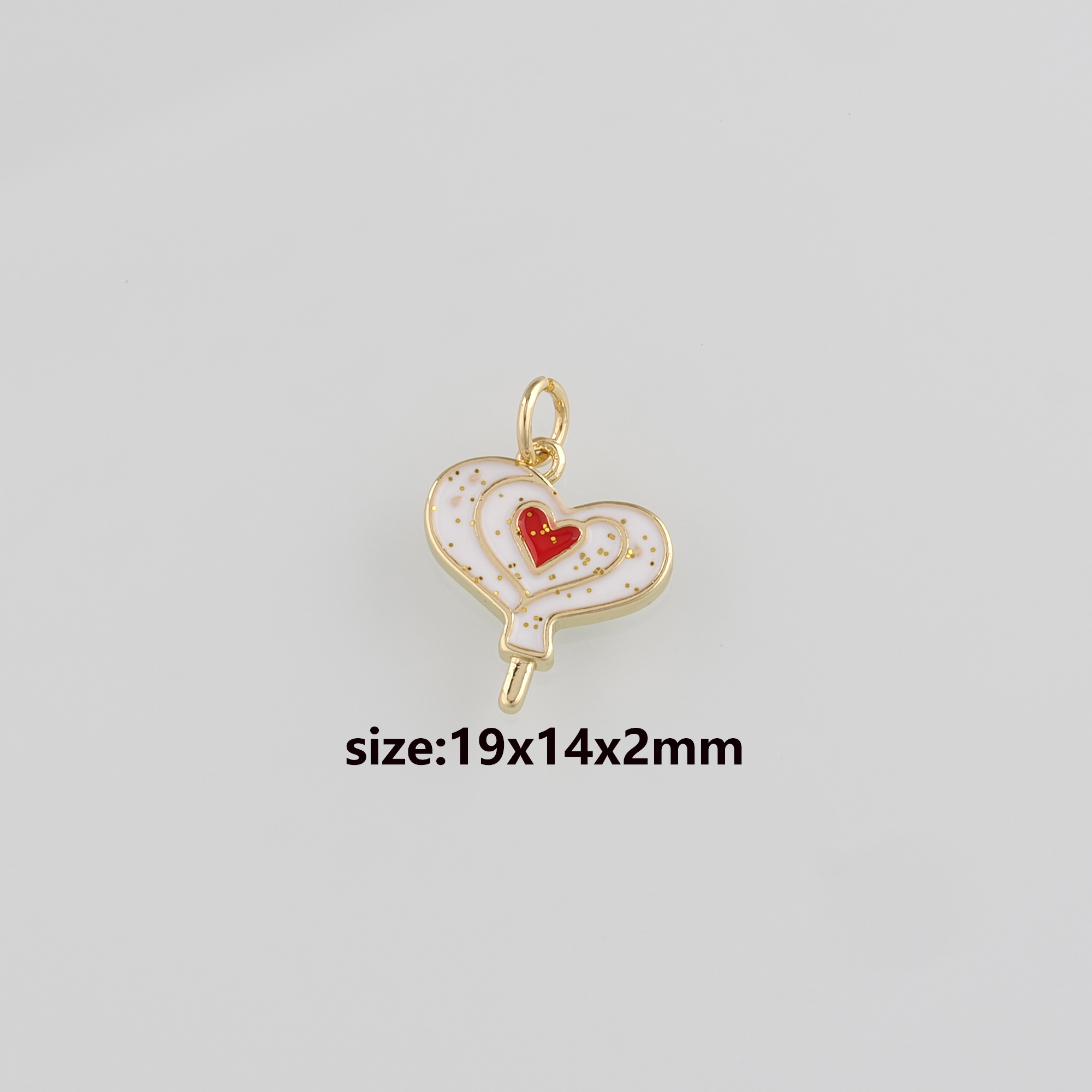 18K Gold Filled Heart Pendant,Enamel Heart Charm Earrings Necklace for DIY Jewelry Making Supply