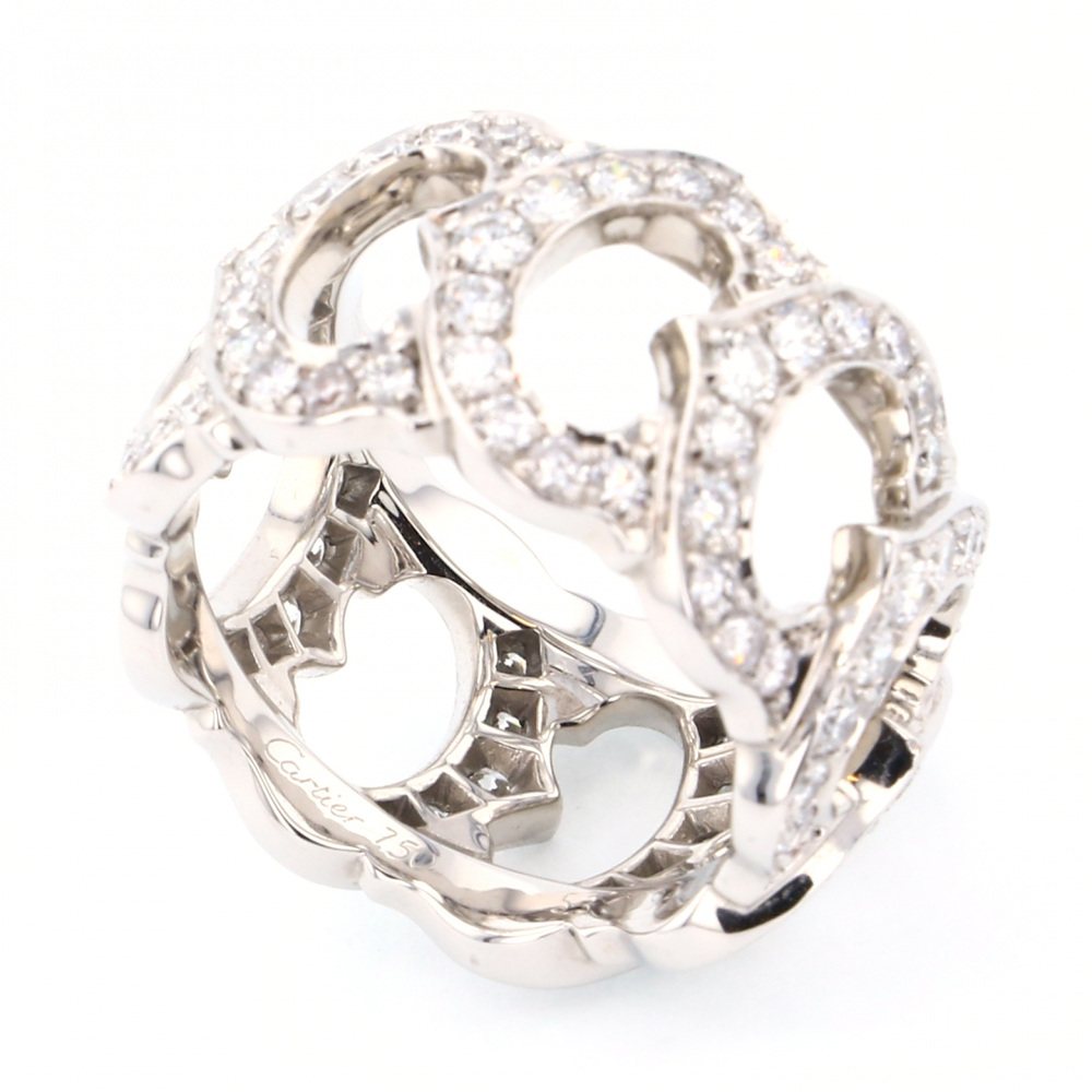 Cartier C Do Full Diamond Ring 18K White Gold