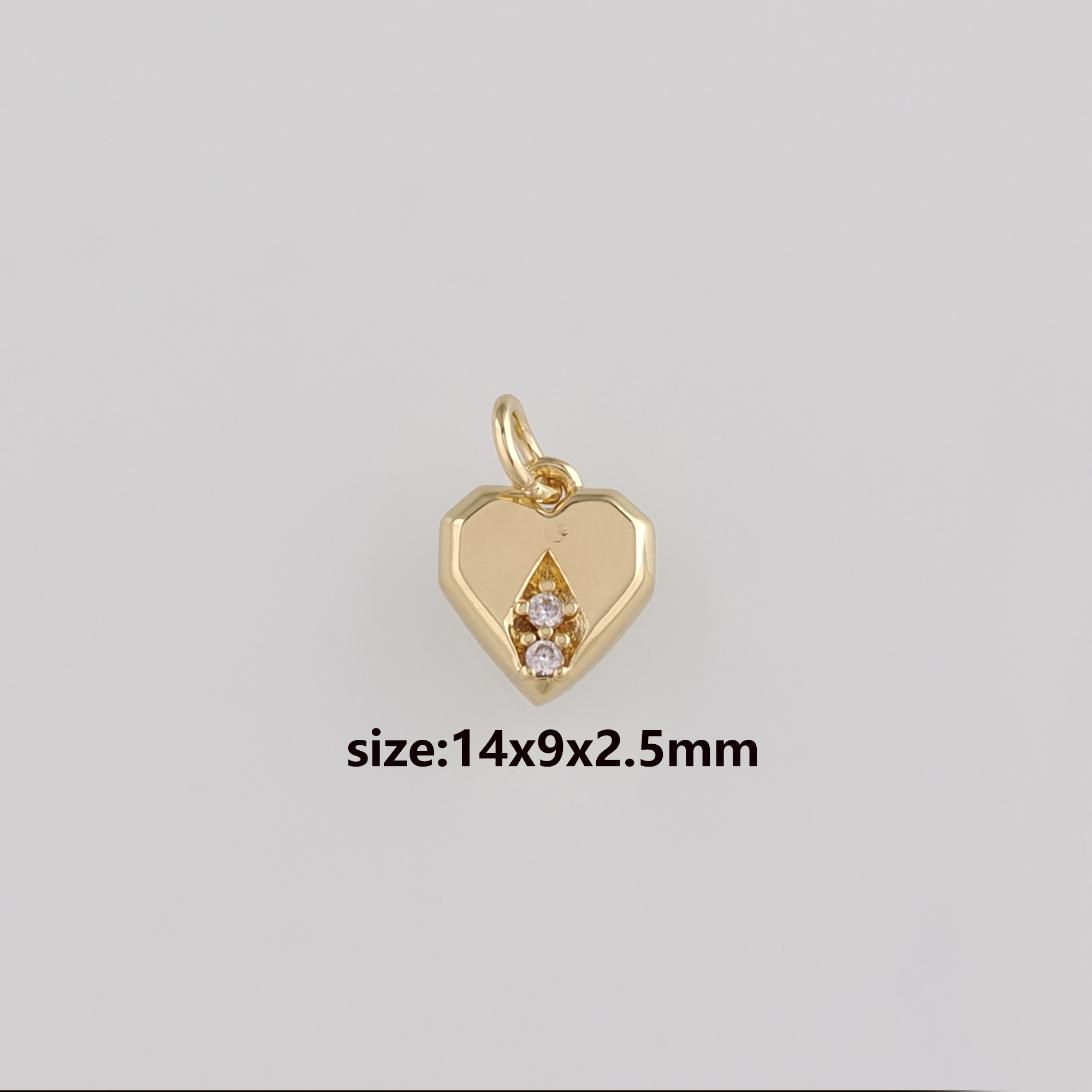 18K Gold Filled Heart Pendant,CZ Micro Pave Heart Charm Earrings Necklace for DIY Jewelry Making Supply