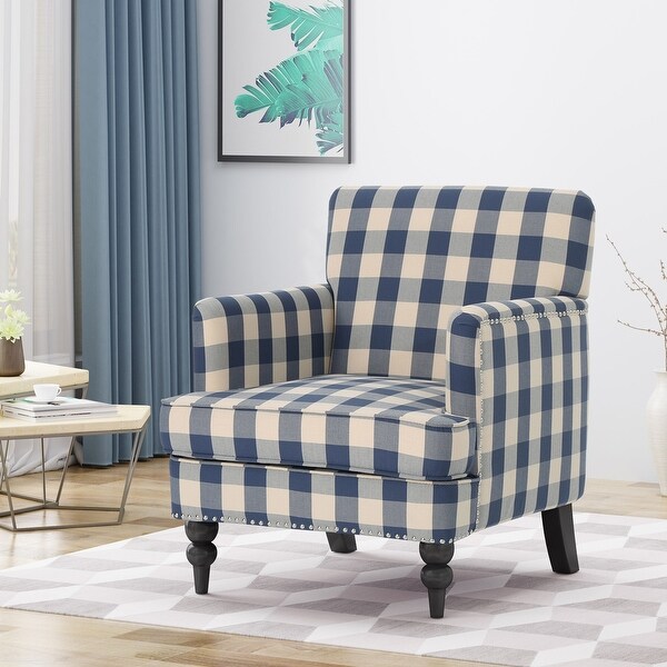 Modern Fabric Tufted Club Chair with Arms and Nailhead,Easy to Assemble