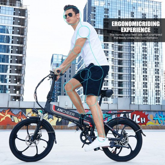 Folding Electric Bike Ebike, 20” Electric Commuter Bicycle with 10AH Removable Lithium-Ion Battery, 48V 350W Motor and Professional Rear 7 Speed Gear