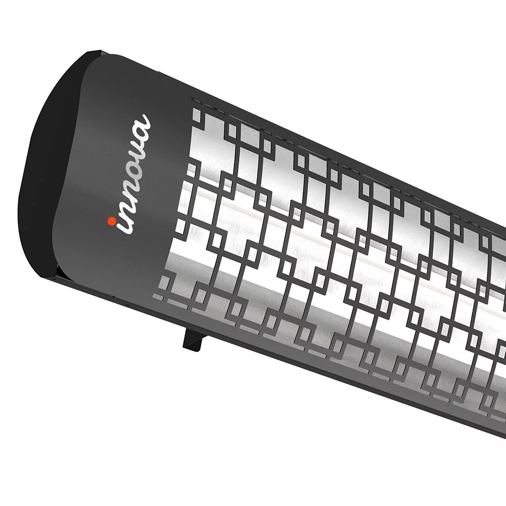 Innova-5000 Watt Electric Infrared Dual Element Heater-208 Voltage-Black Finish-Brix Decorative Fascia-Outdoor Wall Mount Electric Heater-EF50208B5