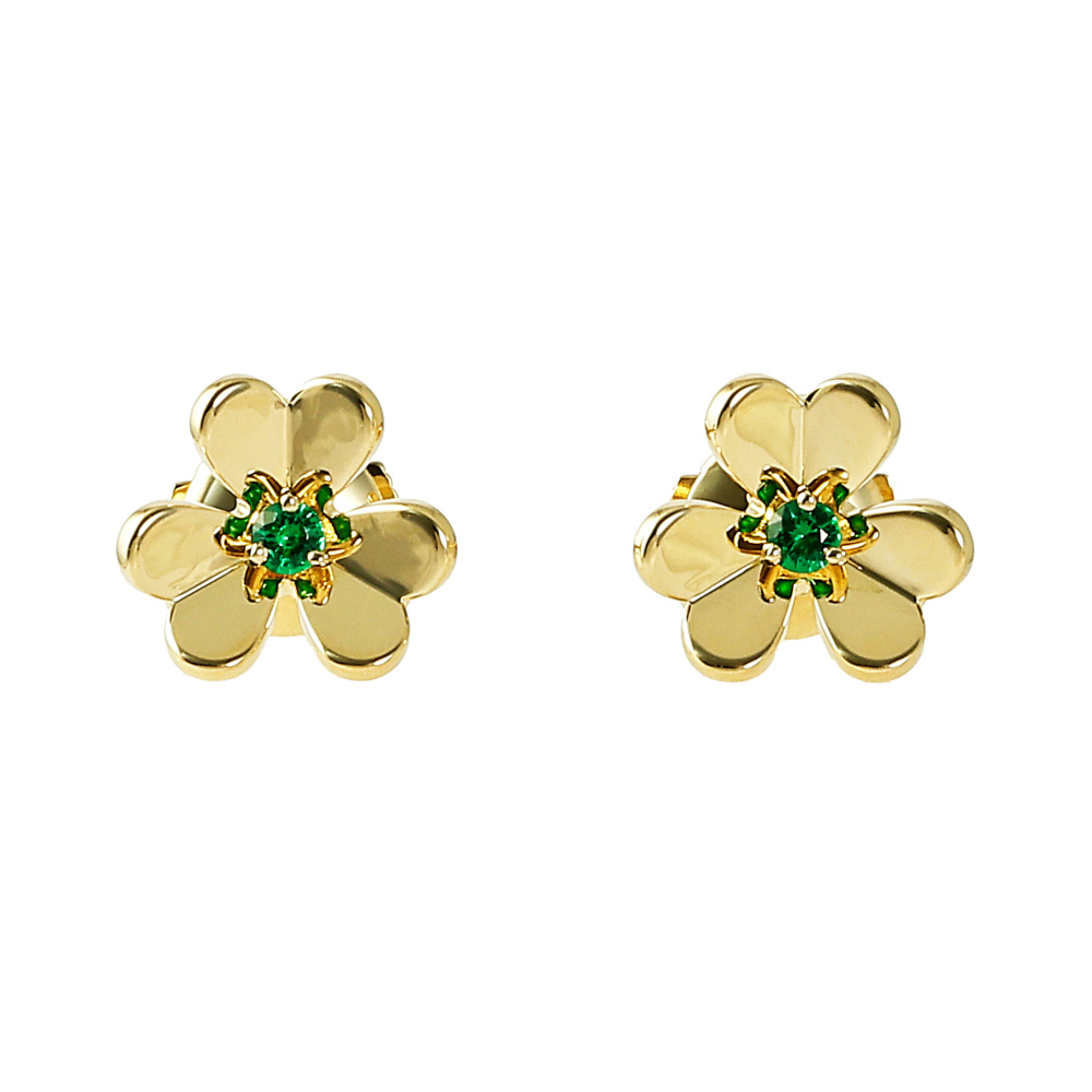 Van Cleef & Arpels Frivole Earrings 18K Yellow Gold Emerald VCARP7SD00