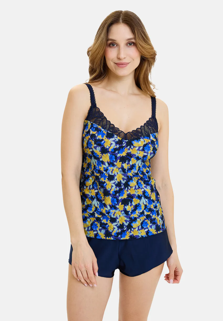Caraco Célia Fleurs Bleues & Jaunes