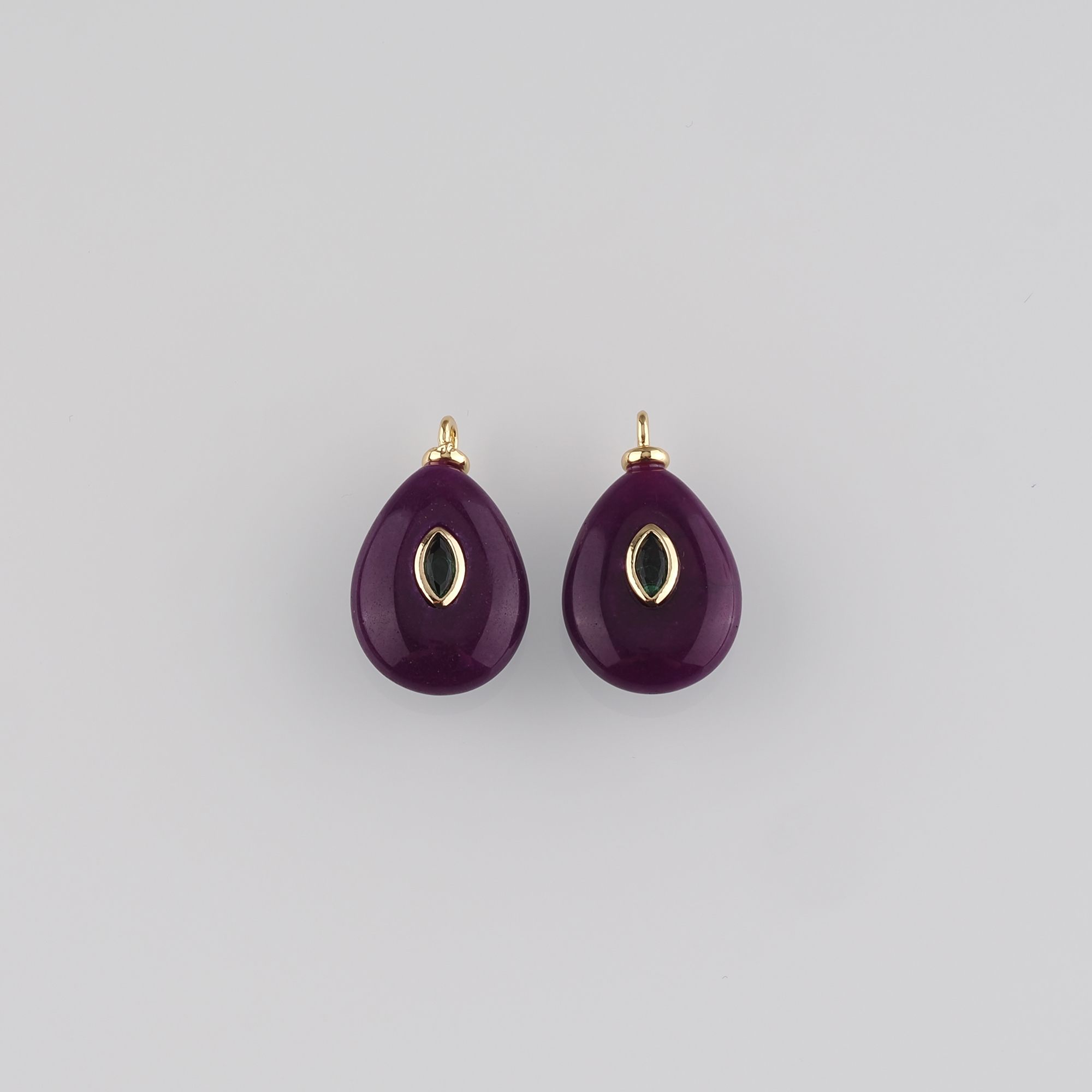 18K Gold Filled Teardrop Pendant,Natural Stone Charm Earrings Necklace for DIY Jewelry Making Supply