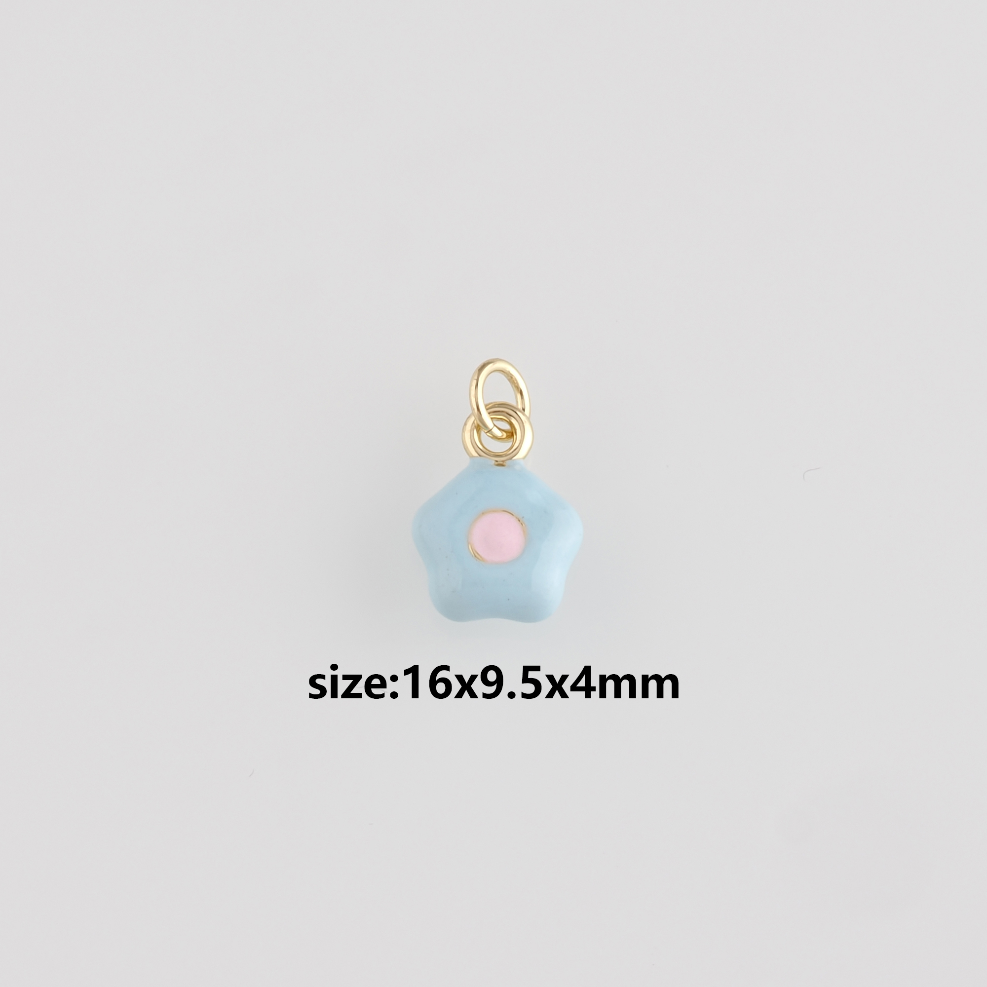 18K Gold Filled Flower Pendant,Enamel Flower Charm Earrings Necklace for DIY Jewelry Making Supply