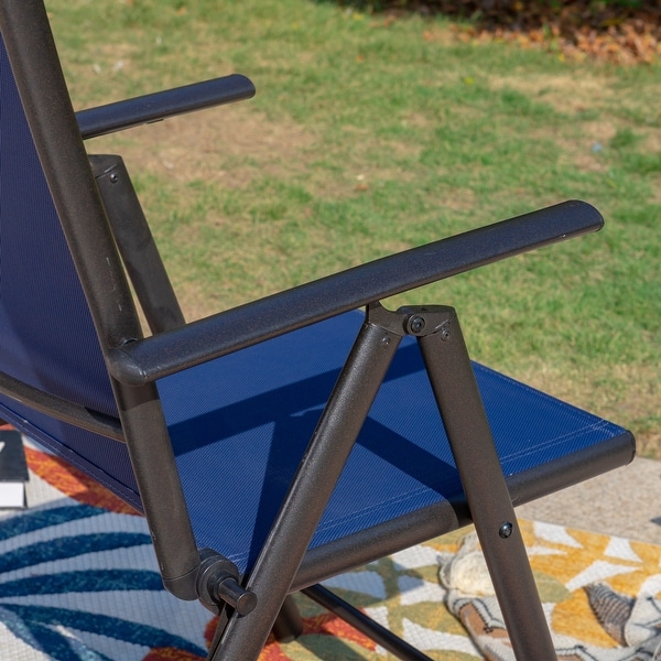 9Piece Patio Dining Set,Metal Table and Foldable Sling Dining Chairs with 7 Levels Adjustable