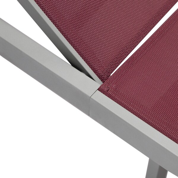 Aluminum Beach Pool Sun Lounge Chair Sling Mesh Fabric Reclining Stackable Lounger Chair