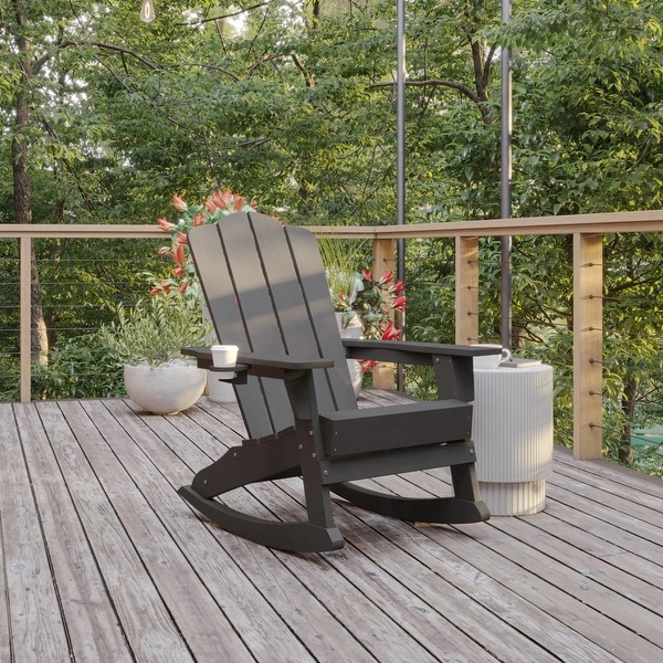 Commercial AllWeather Rocking Adirondack Chair with Swiveling Cupholder