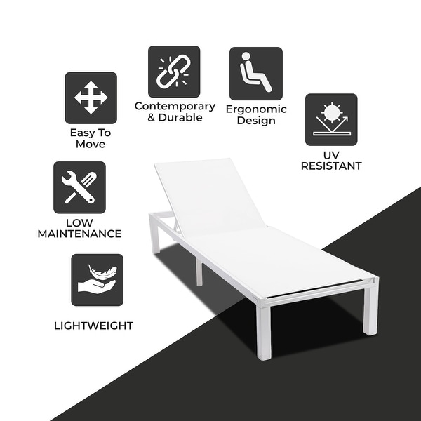 Aluminum Beach Pool Sun Lounge Chair Sling Mesh Fabric Reclining Stackable Lounger Chair