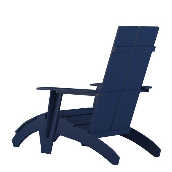 Modern AllWeather Dual Slat Adirondack Style Chair with Footrest
