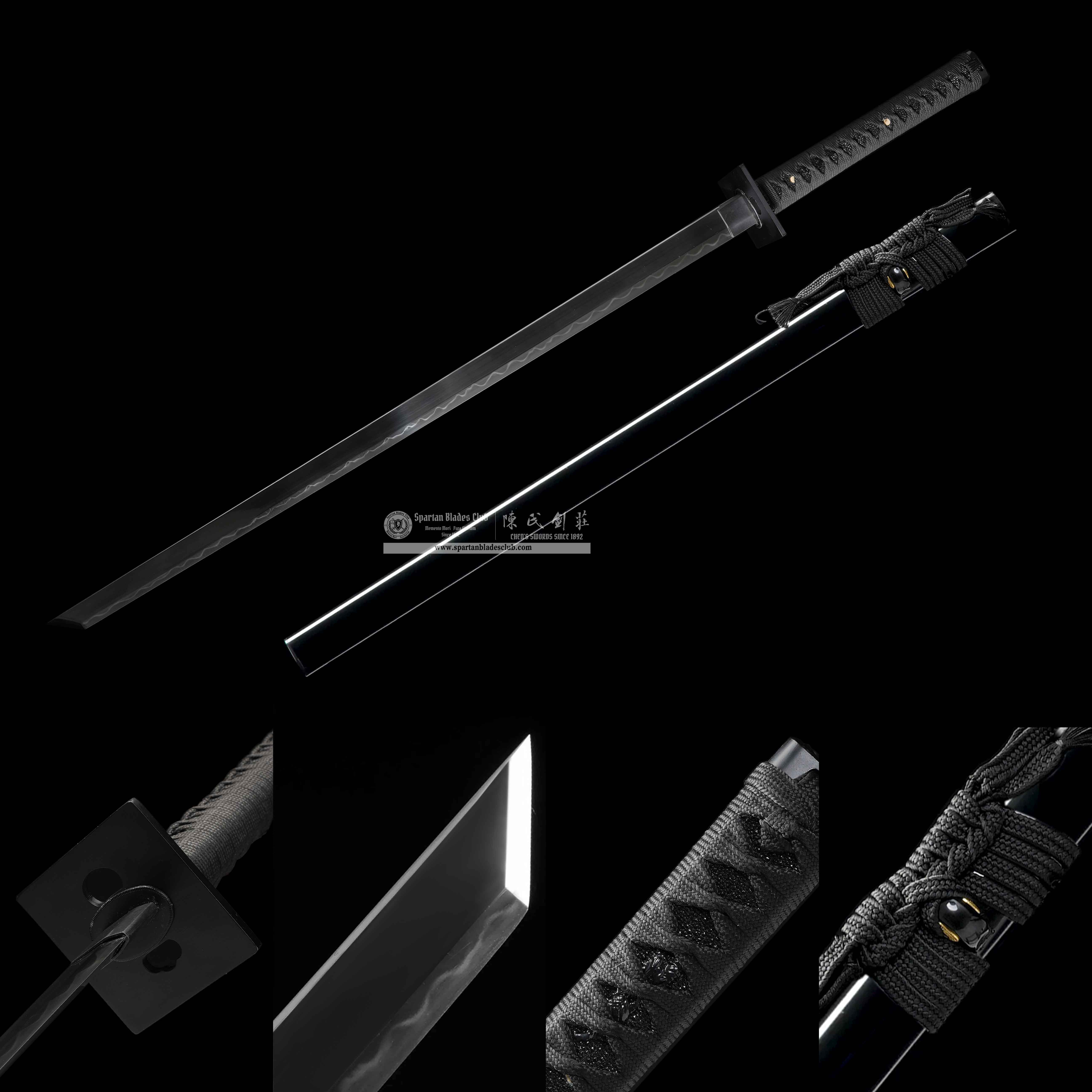 HY144｜AnBo Blade｜Ninjato｜T10 Steel｜Clay-tempered｜Real Hamon｜Black｜Battle-Ready｜Full-tang｜Spartan Blades Club｜CHEN'S SWORDS 1892 - Spartan Blades Club - 陳氏劍莊1892