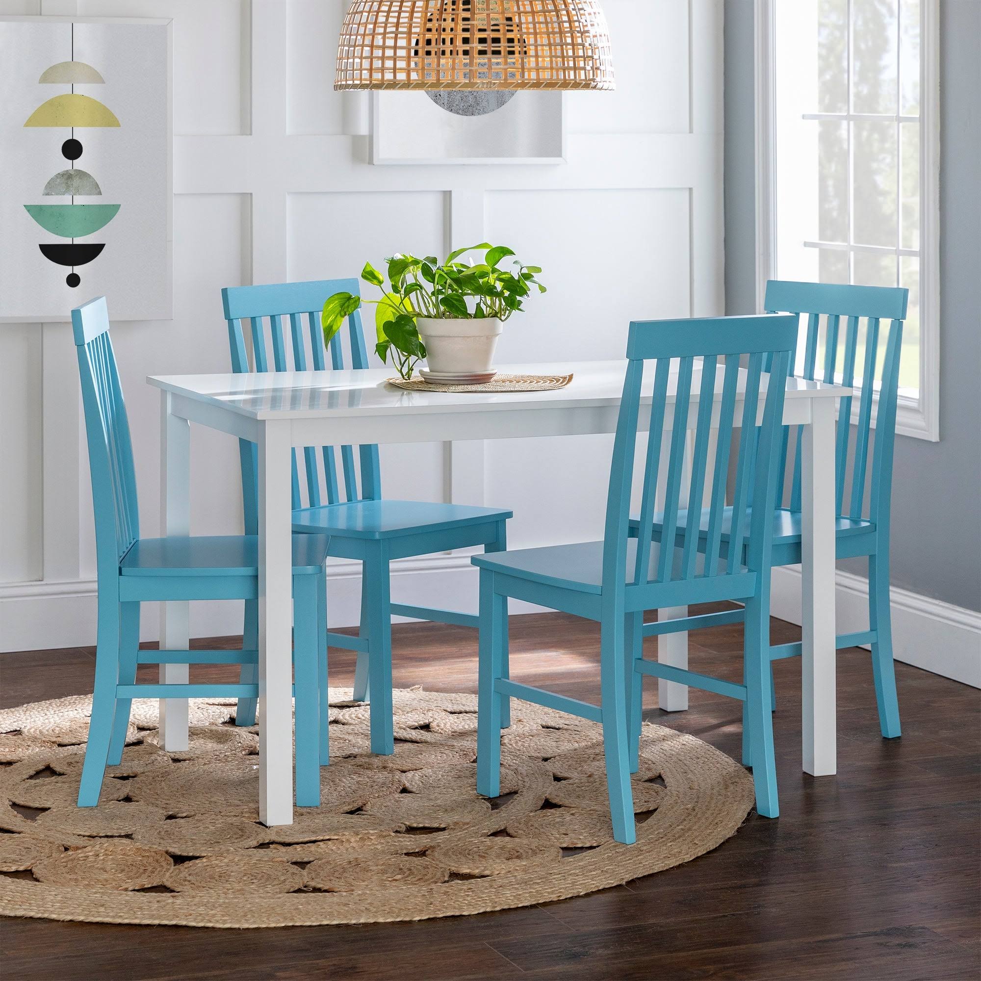 Porch u0026 den Pompton 5-Piece White and Powder Blue Dining Set (Powder Blue/White)