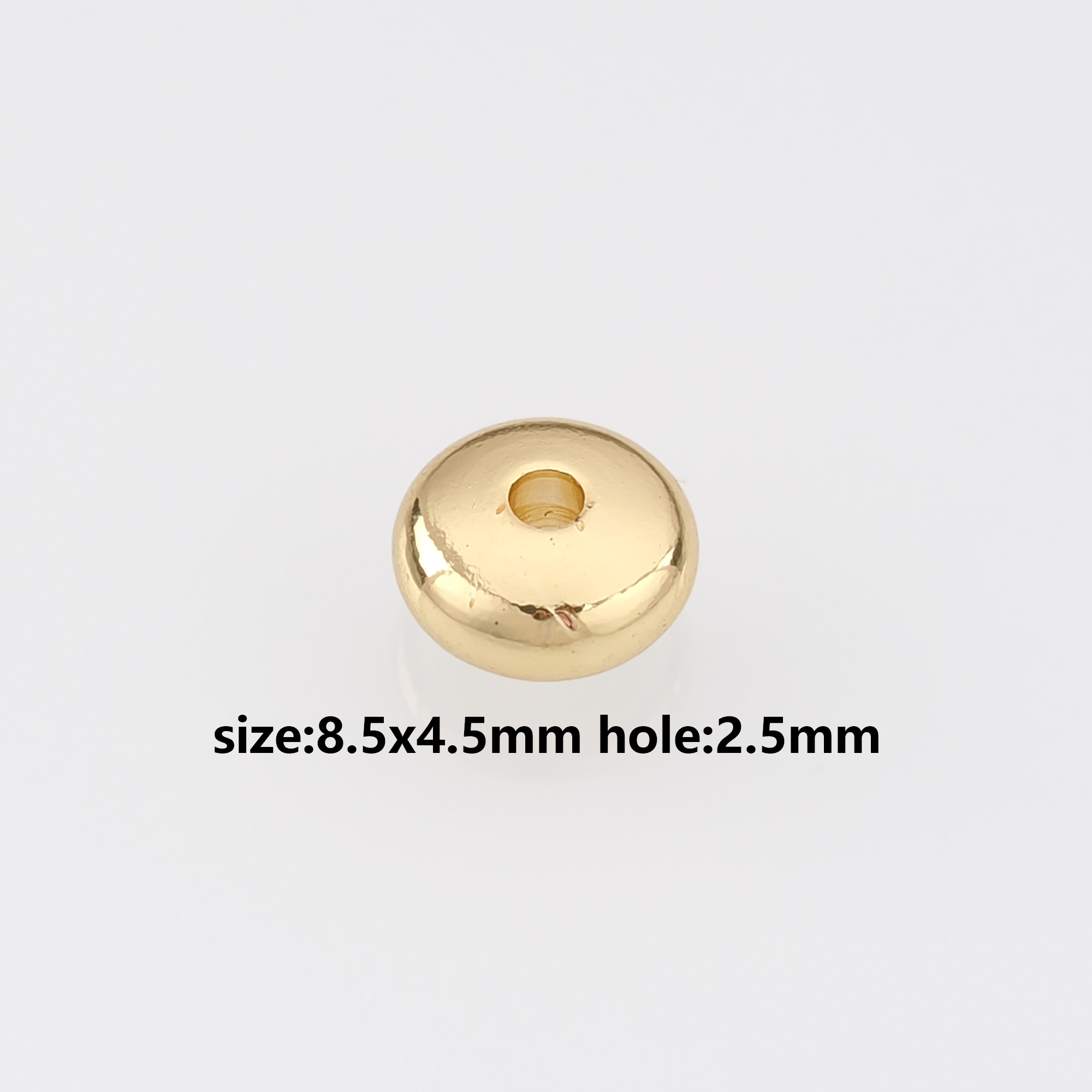 10Pcs 18K Gold Filled Round Spacer Beads,Round Flat Bead for Bracelet Jewelry Necklace Making Supply