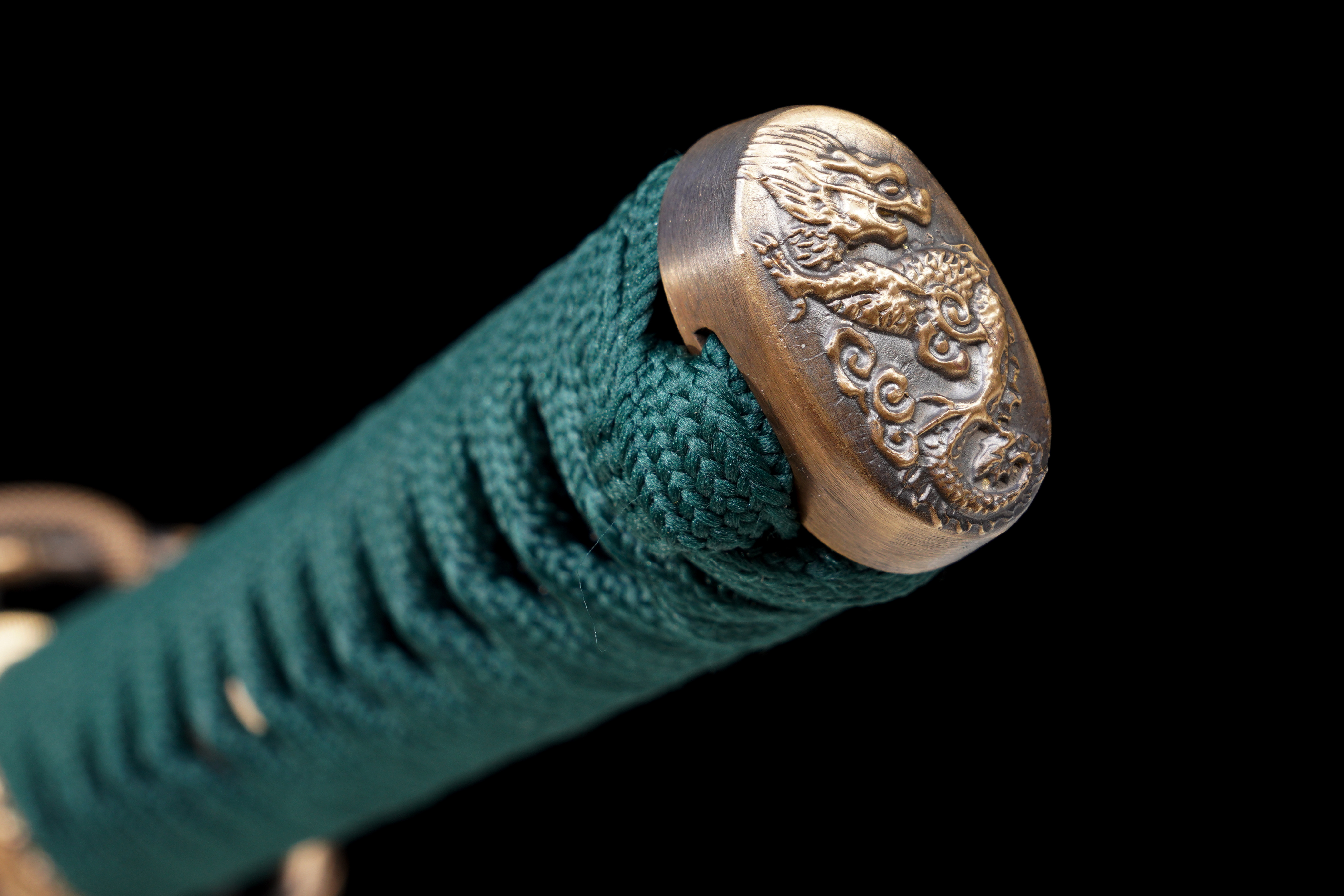 Handmade Katana Damascus Gold Blade Copper Tsuba Jade Shadow Full Tang
