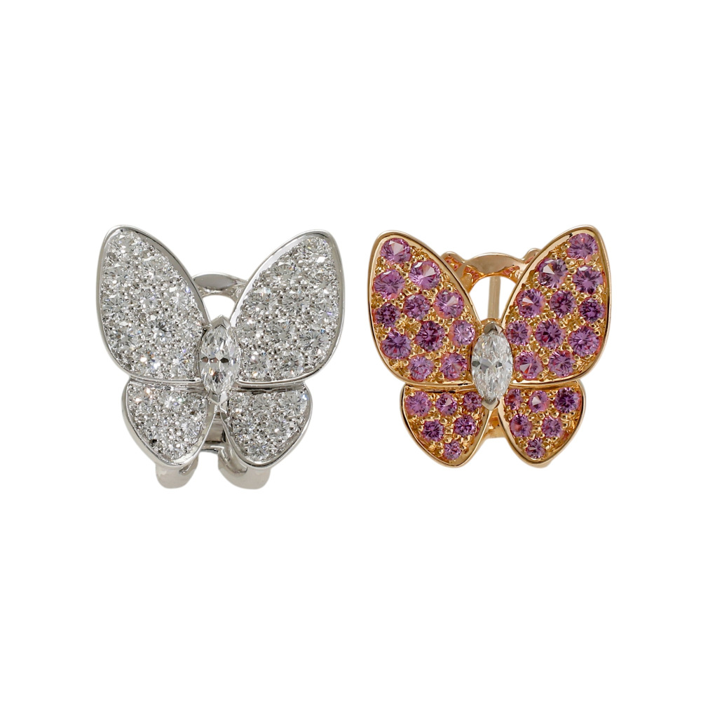 Van Cleef & Arpels Papillon Earrings 18K White Gold & 18K Rose Gold