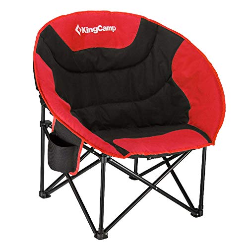 KingCamp Oversized XL Camping Chair, Heavy Duty 500lbs Folding Couch for Adults, Padded Large Comfortable Sofa Seat with Cooler Bag Cup Holder for Outdoor Sports Fishing Patio Lawn, Lava/Grey
