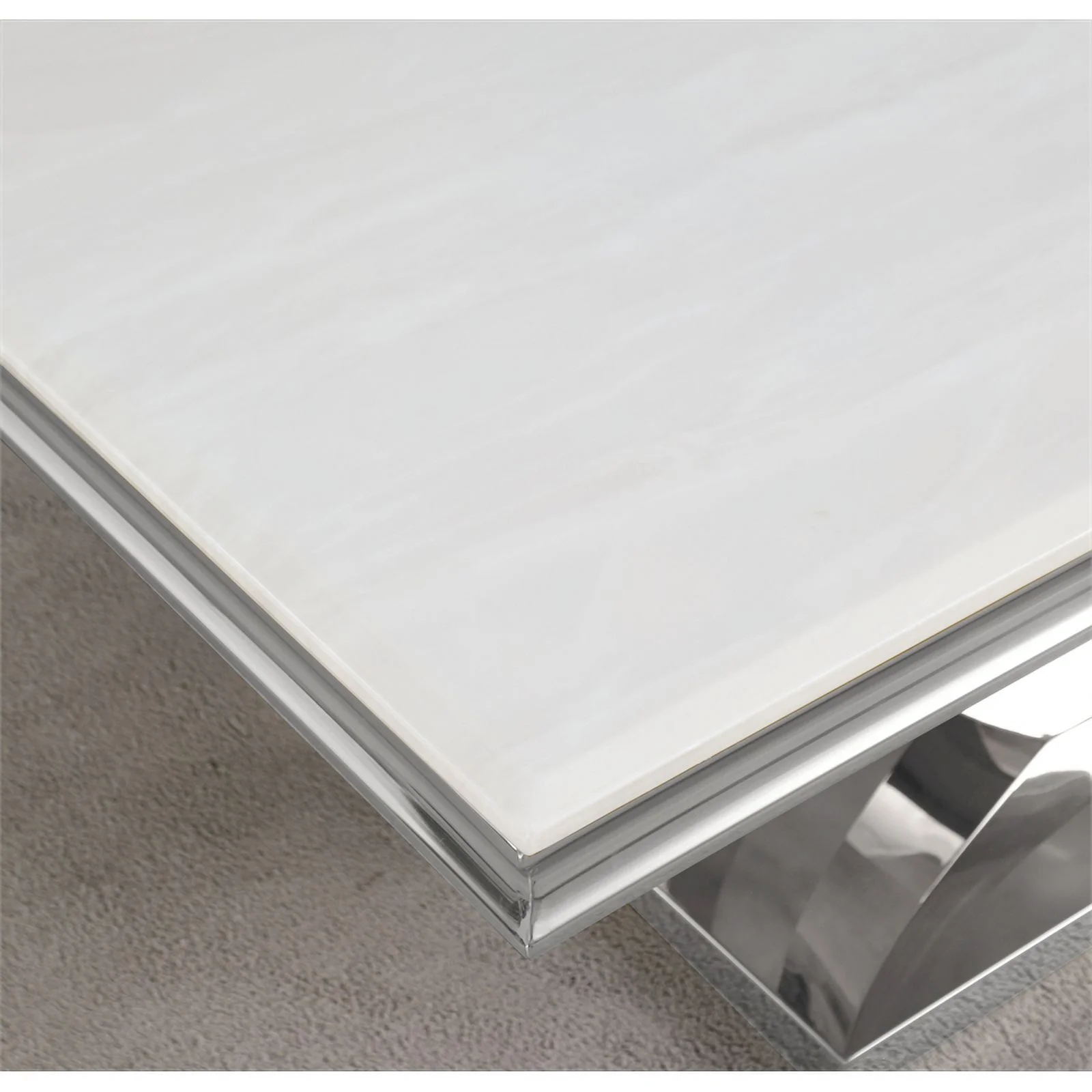 Terracotta Silver Faux Marble Pedestal Dining Table (Seats 6)