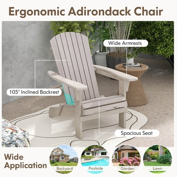 Costway Folding Adirondack Chair Set of 1/4 with High Backrest and Wide