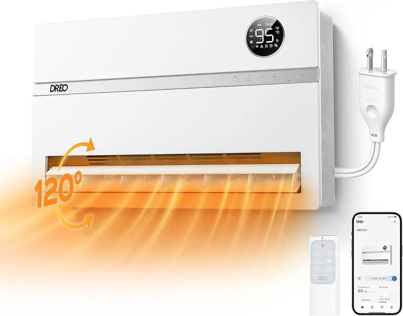 Smart Bedroom Heater – 1500W Wall-Mounted Unit with 24-Hour Timer & Adjustable Thermostat