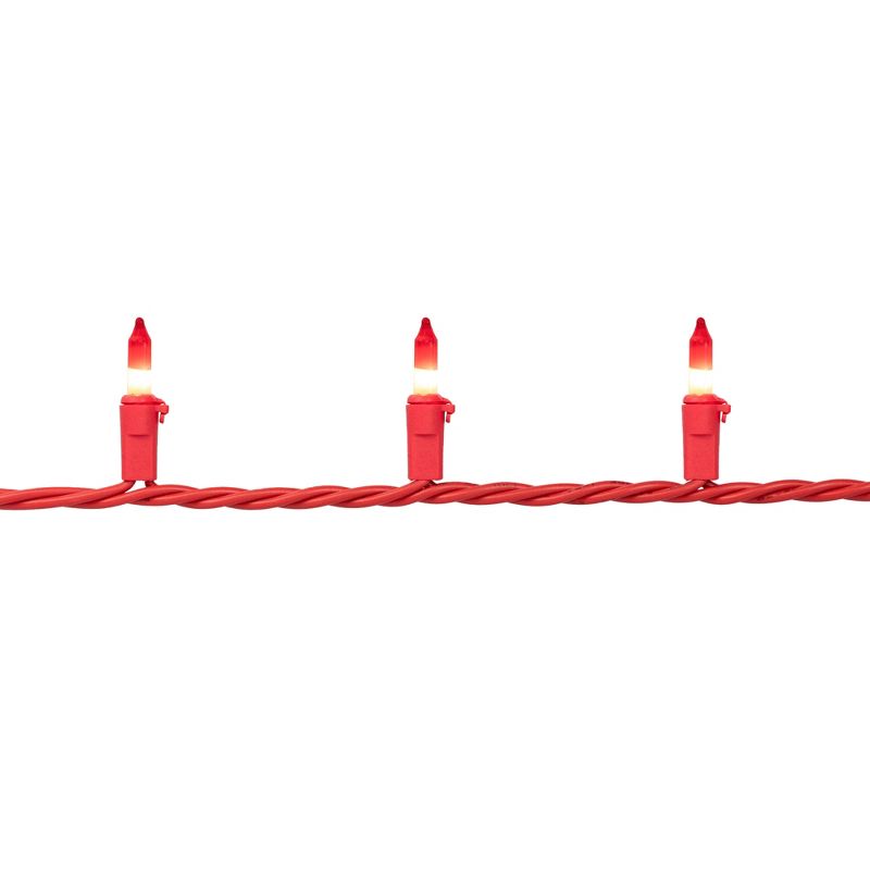 Northlight Peppermint Mini Christmas Light Set - White with Red Tip - 10' Red Wire - 50ct
