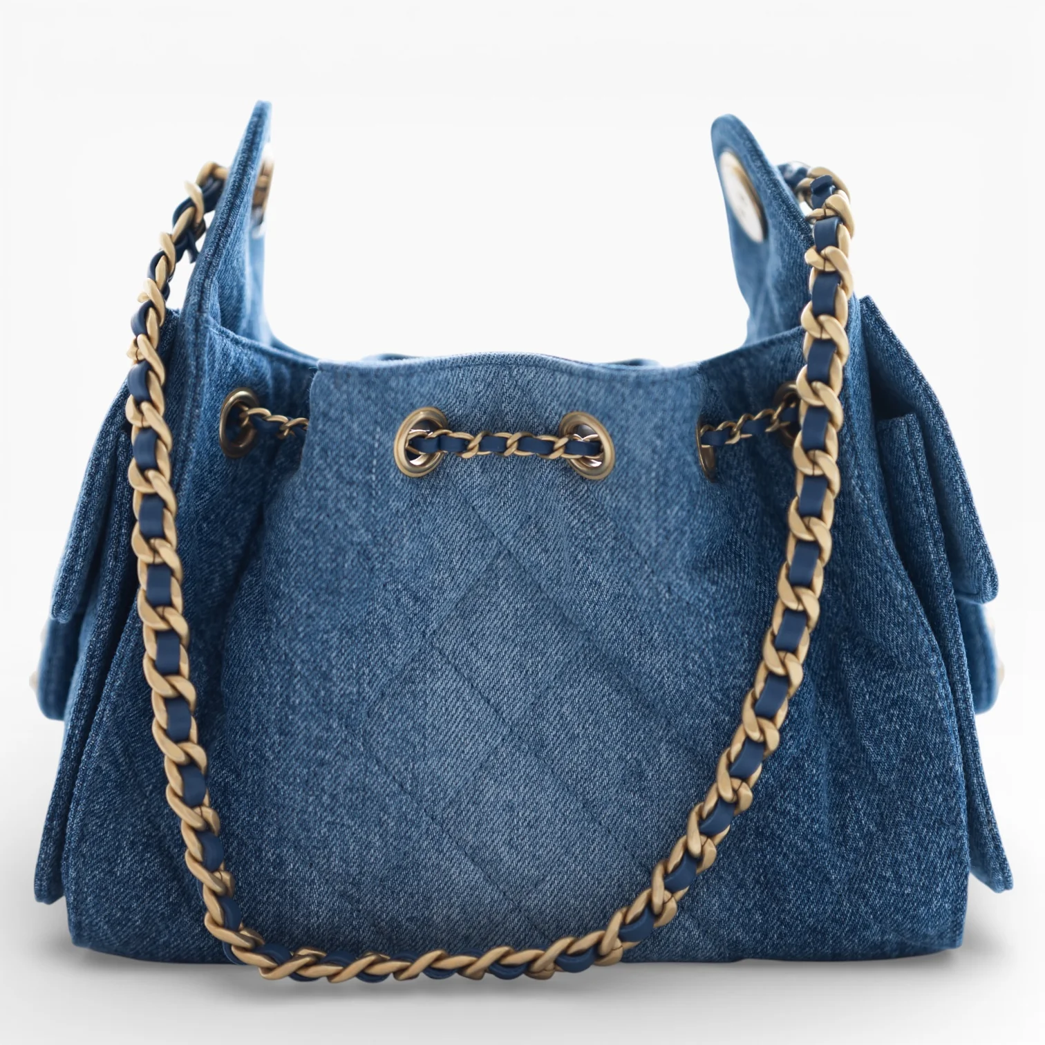 Chanel 25 Mini Washed Denim Blue Gold Hardware