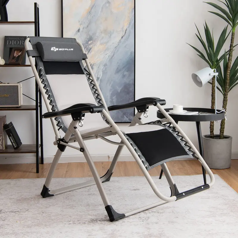 Zero Gravity Folding Recliner – High-Weight-Capacity Lounge Chair with Detachable Head Pillow