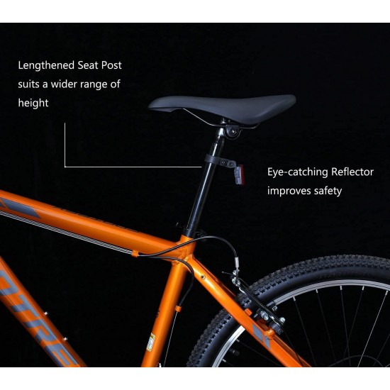 Mountain Bike 26 Inch Wheels 21 Speed Aluminum Frame Trail Bicycle with Suspension, Linear Pull V Brakes,Cycling Sports Bicycle Lightweight for Man&Woman Youth&Adult(Orange)