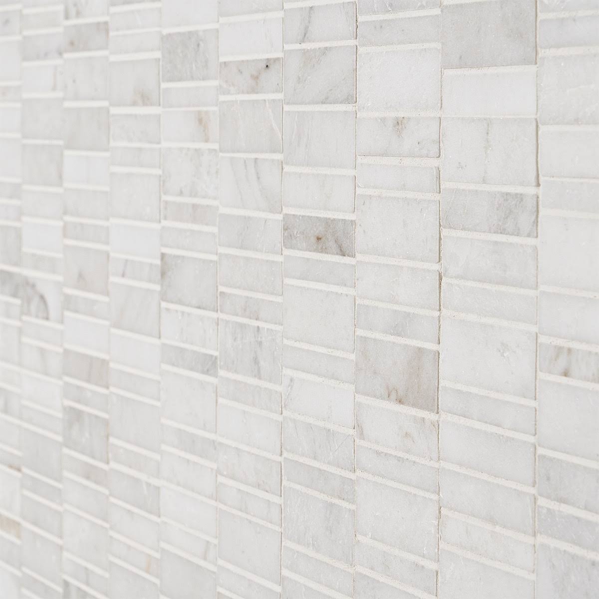 Ivy Hill Tile Alaska White Waterfall Polished Marble Mosaic