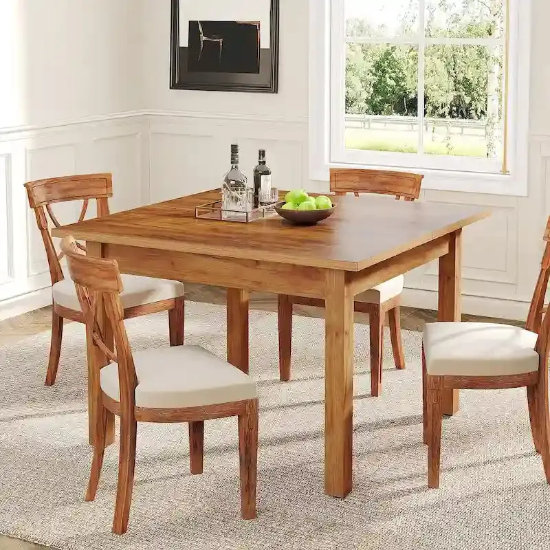 Square Dining Table – 39.4″ for 2–4 People, Solid Wood Legs & Modern Profile