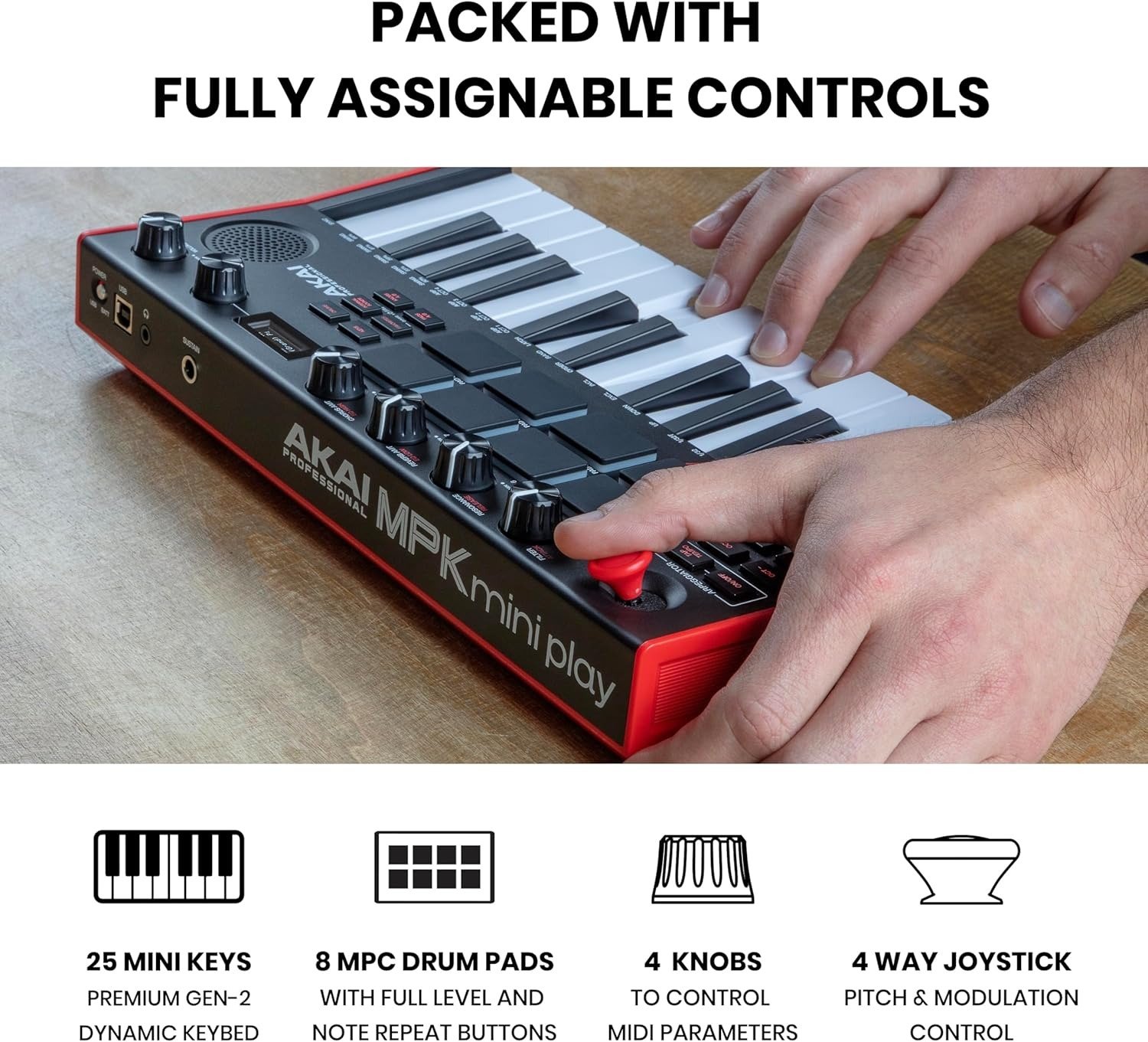 25-Key USB MIDI Keyboard Controller with Built-in Speaker and Sounds Plus Dynamic Keybed, MPC Pads, Software Suite