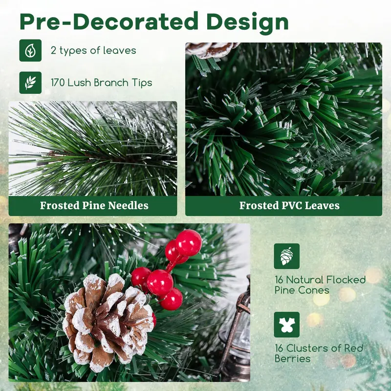 Pre-Lit Fiber Optic Christmas Tree – Snow-Dusted Artificial Tree with Warm White LED Lights