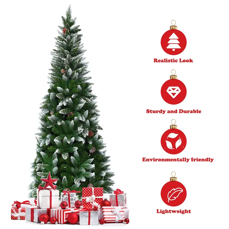 Slender Pencil-Style Artificial Christmas Tree – Available in 5ft, 6ft, and 7.5ft Heights