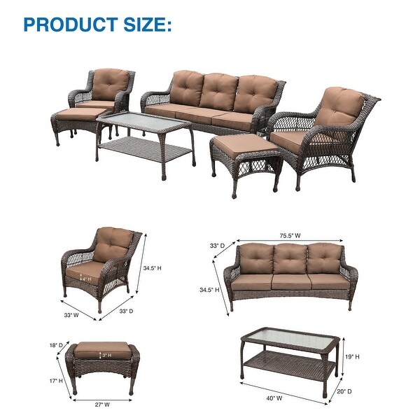 6piece Resin Wicker Patio Furniture Conversation Set with High Back