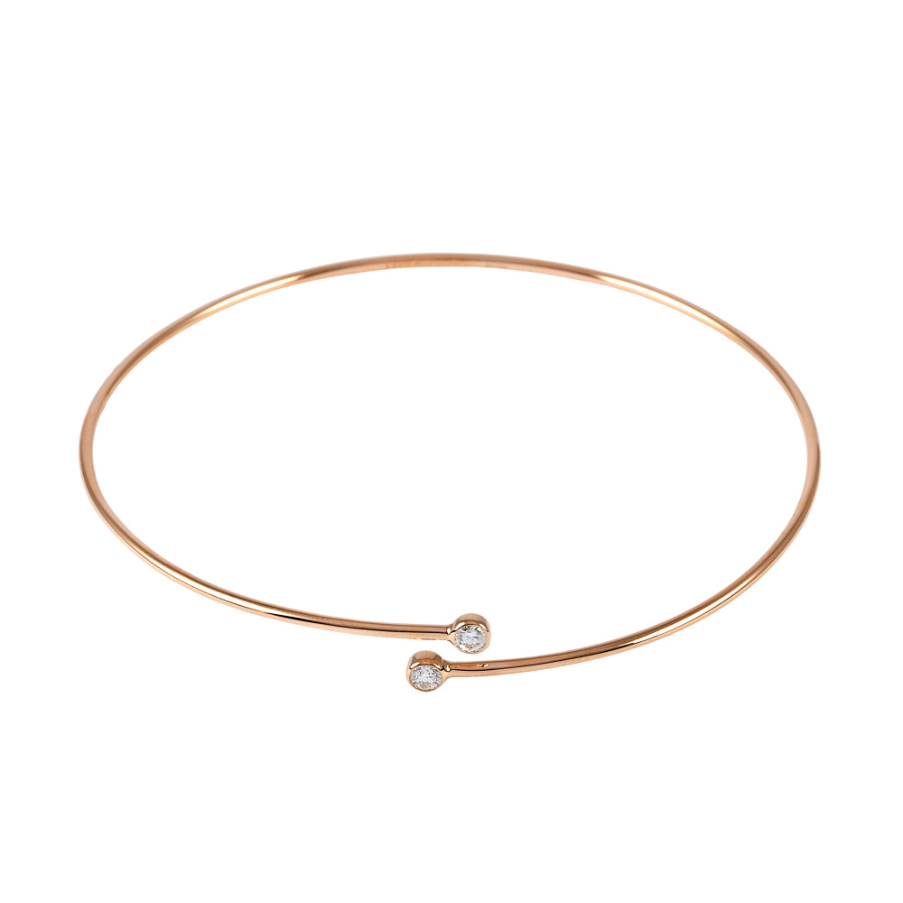 Tiffany & Co. Elsa Peretti Diamond Hoop Single Row Bangle Bracelet 18K Rose Gold 60152215