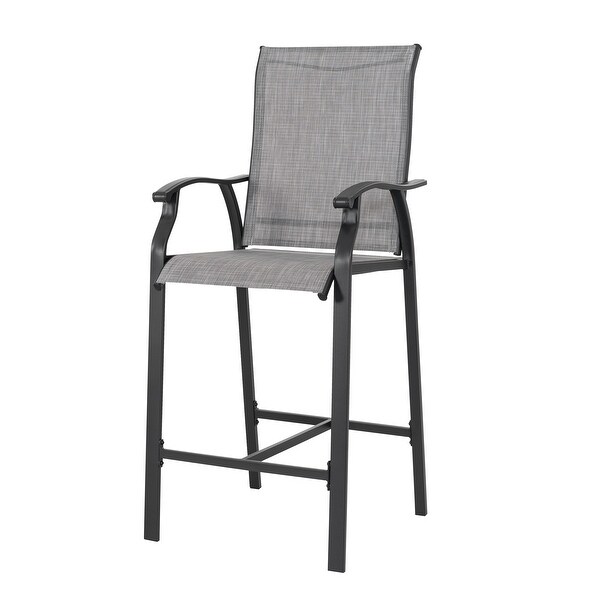 Patio 3Piece Textilene Bar Set with High Backrest,Black and Gray