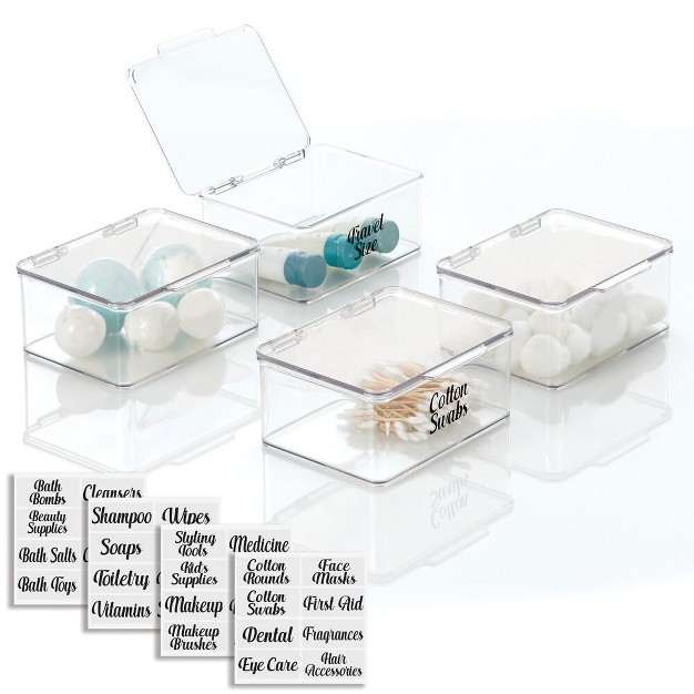 Mdesign Stackable Plastic Bathroom Organizer Box 4 Pack 32 Labels