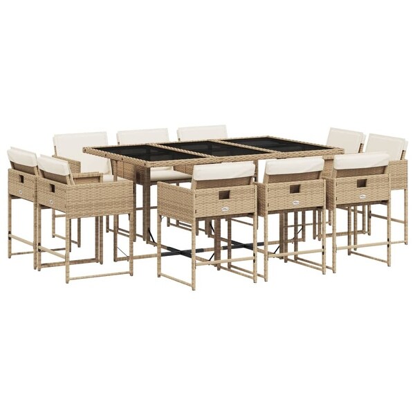vidaX Patio Dining Set with Cushions Poly Rattan