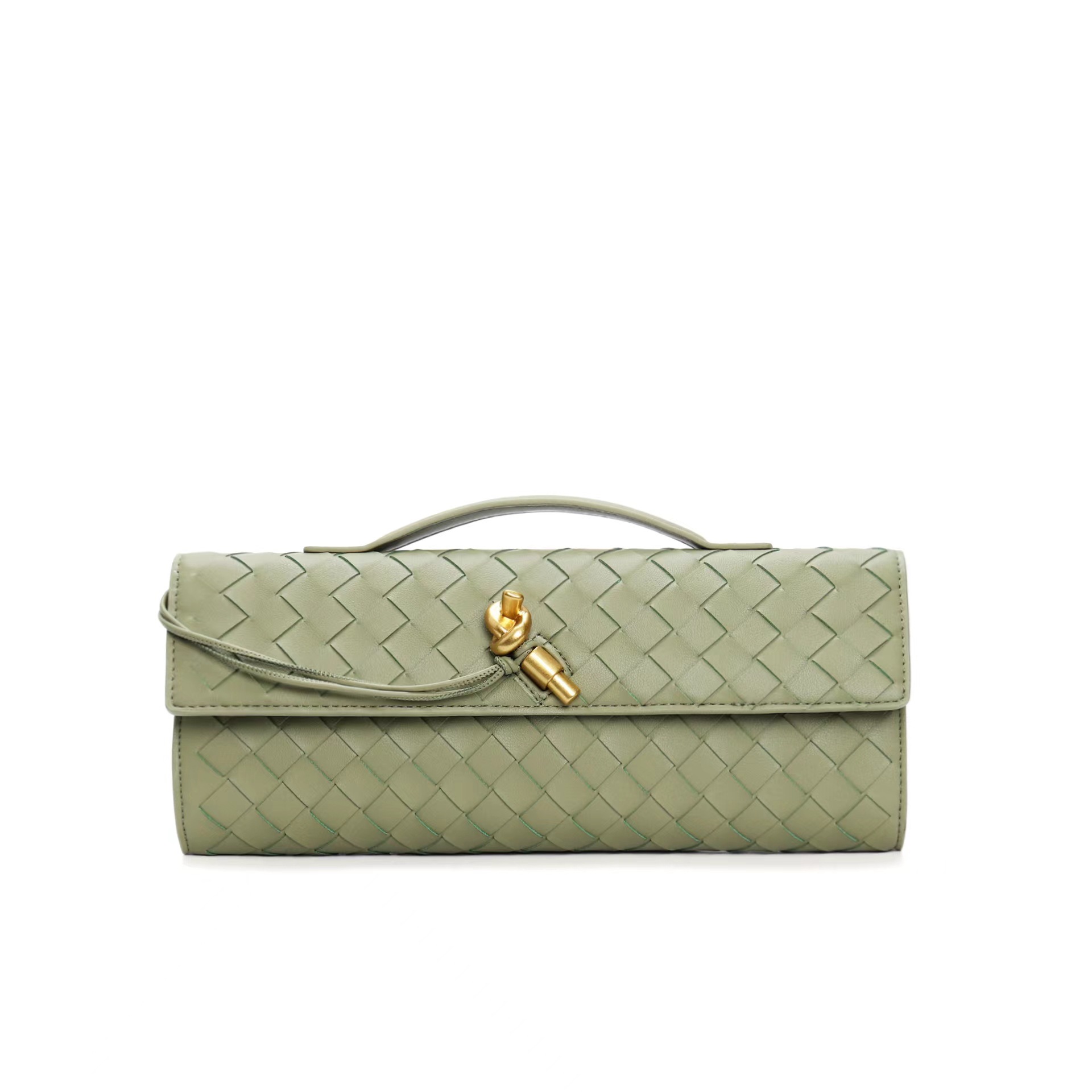 Sage Green Woven Leather Clutch